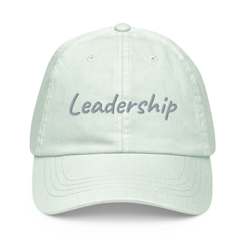 Leadership In Silver Embroidery On Pastel Baseball Cap