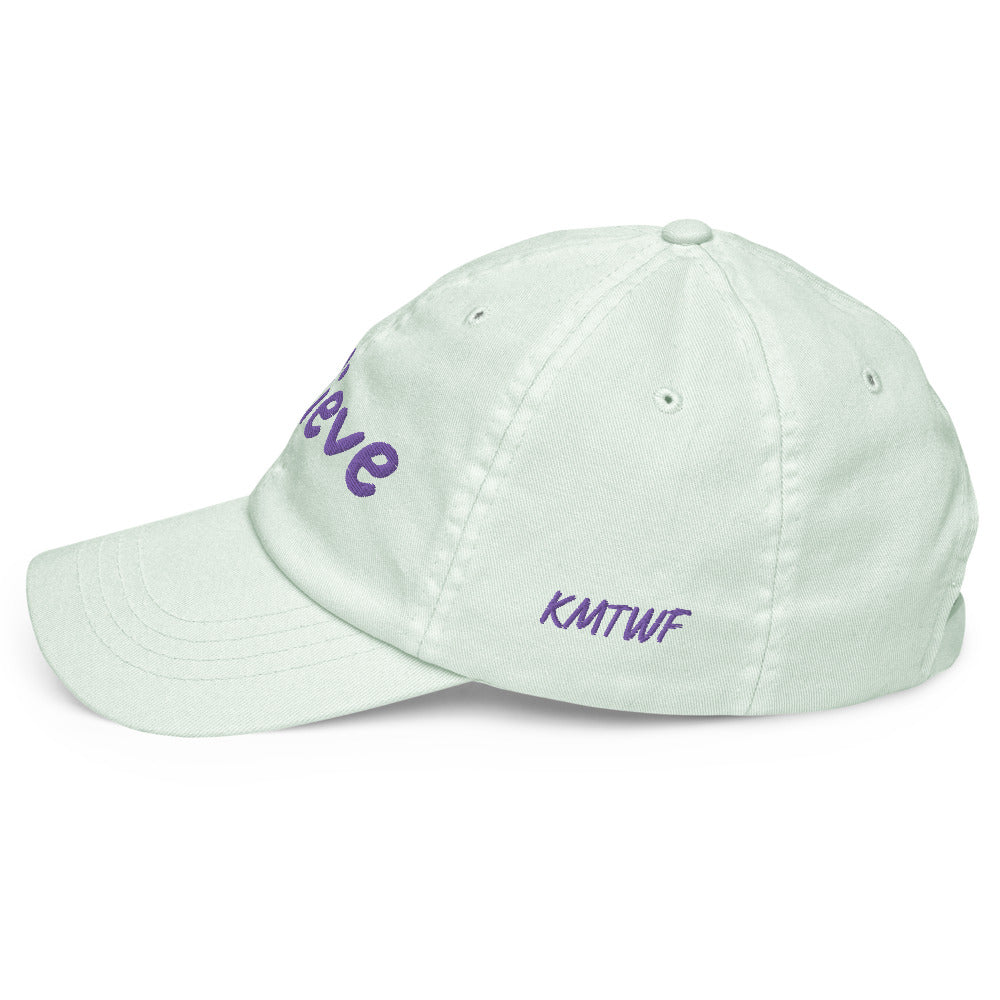 Believe In Amethyst Embroidery On Pastel Baseball Cap