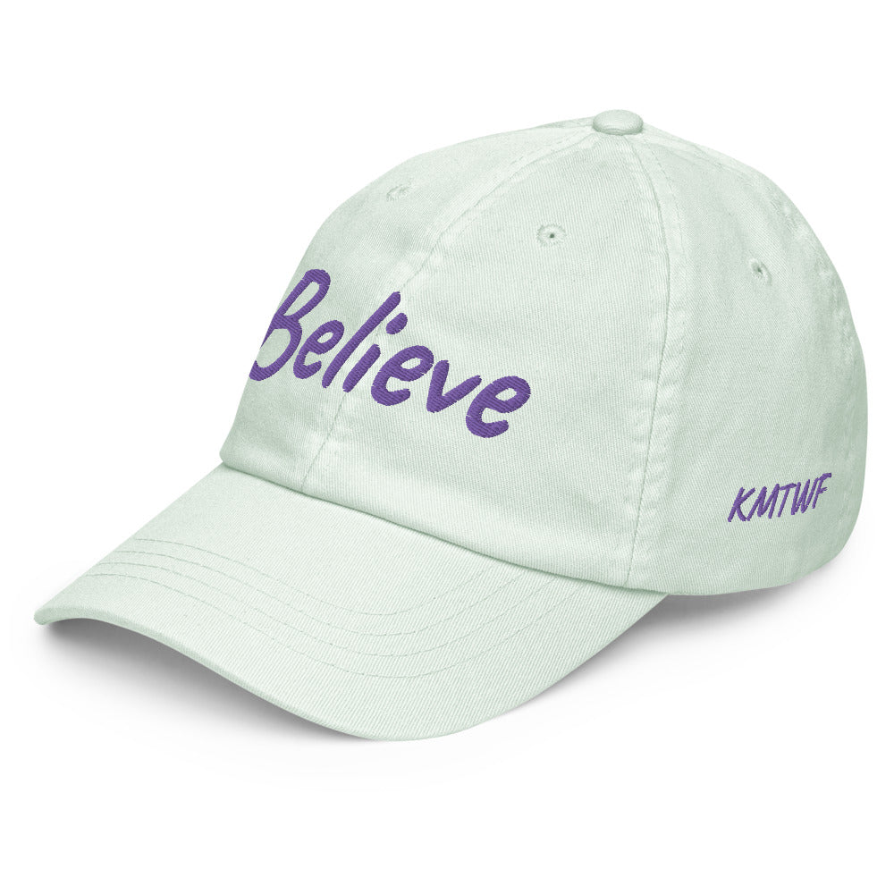 Believe In Amethyst Embroidery On Pastel Baseball Cap
