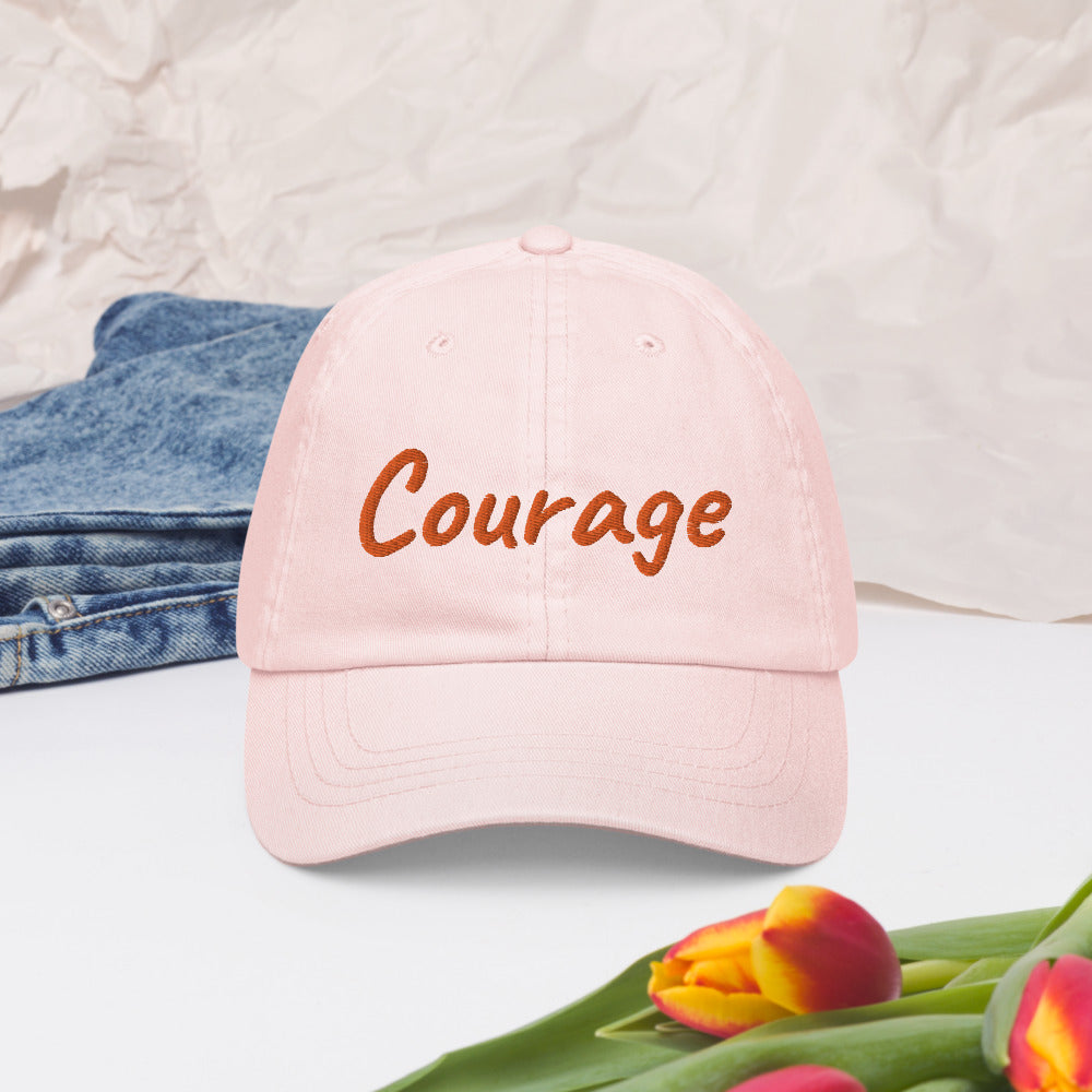 Courage In Amber Embroidery On Pastel Baseball Cap
