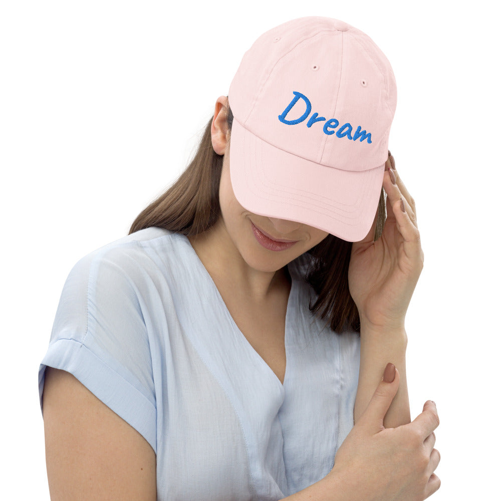 Dream In Sapphire Embroidery On Pastel Baseball Cap