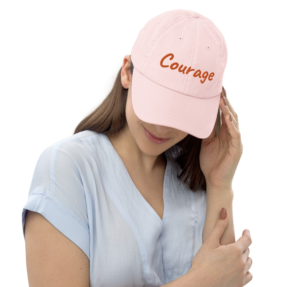 Courage In Amber Embroidery On Pastel Baseball Cap