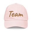 Team In Celluloid Embroidery On Pastel Baseball Cap