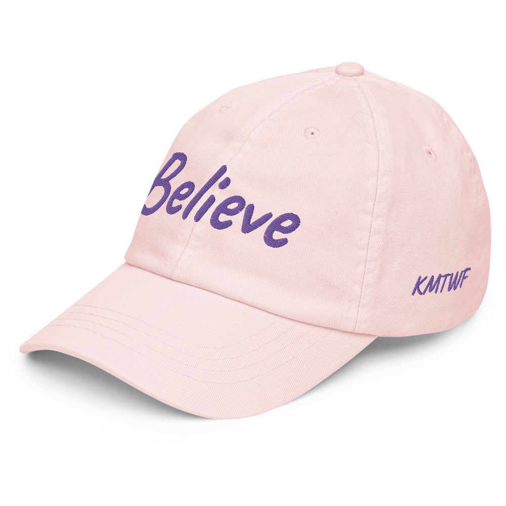 Believe In Amethyst Embroidery On Pastel Baseball Cap