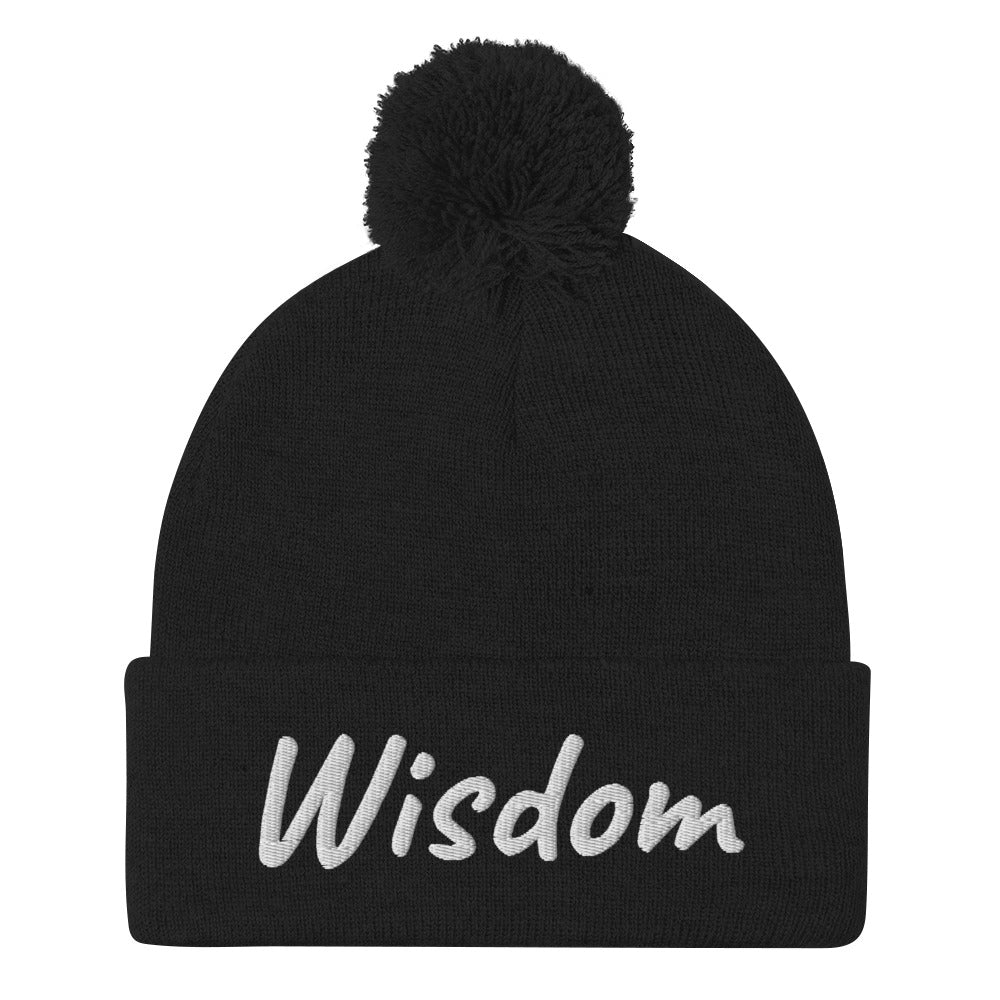 Wisdom In Marble Embroidery On Pom Pom Beanie