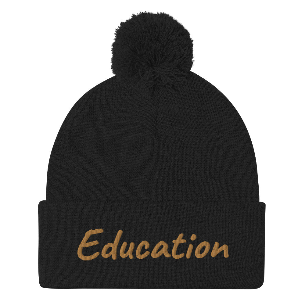 Education In Copper Embroidery On Pom Pom Beanie