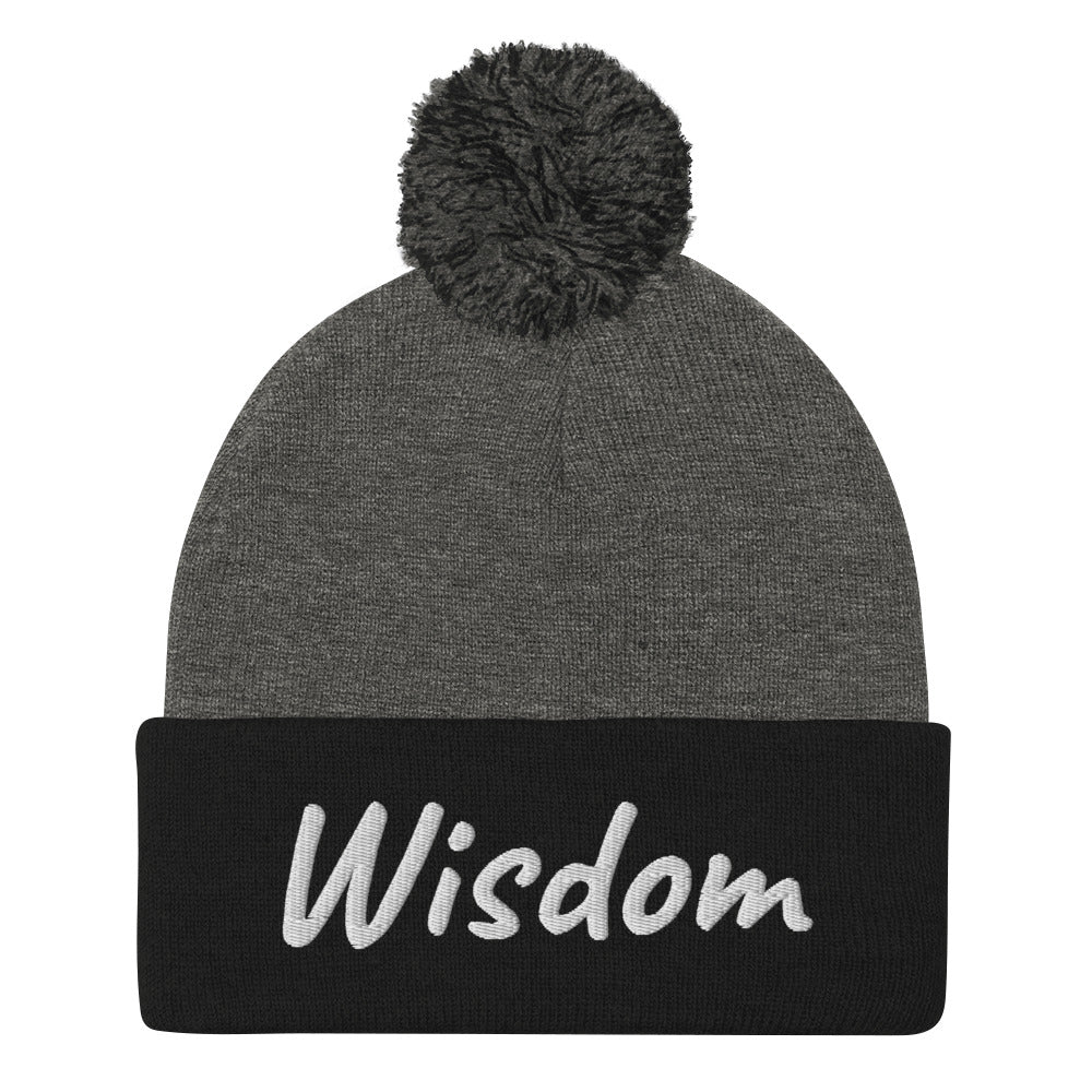Wisdom In Marble Embroidery On Pom Pom Beanie