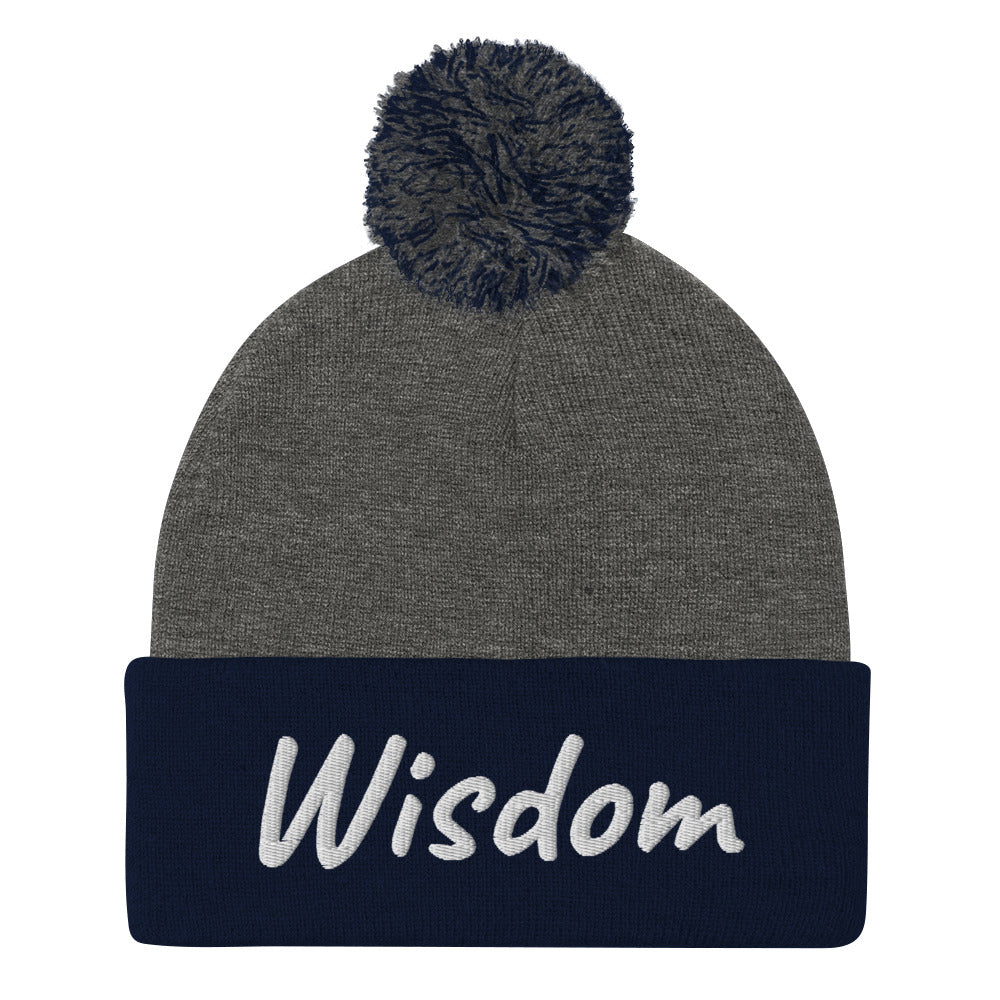 Wisdom In Marble Embroidery On Pom Pom Beanie