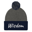 Wisdom In Marble Embroidery On Pom Pom Beanie