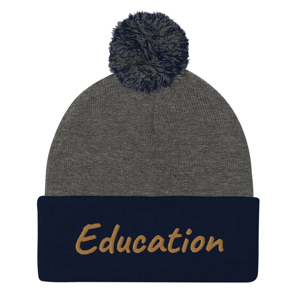 Education In Copper Embroidery On Pom Pom Beanie