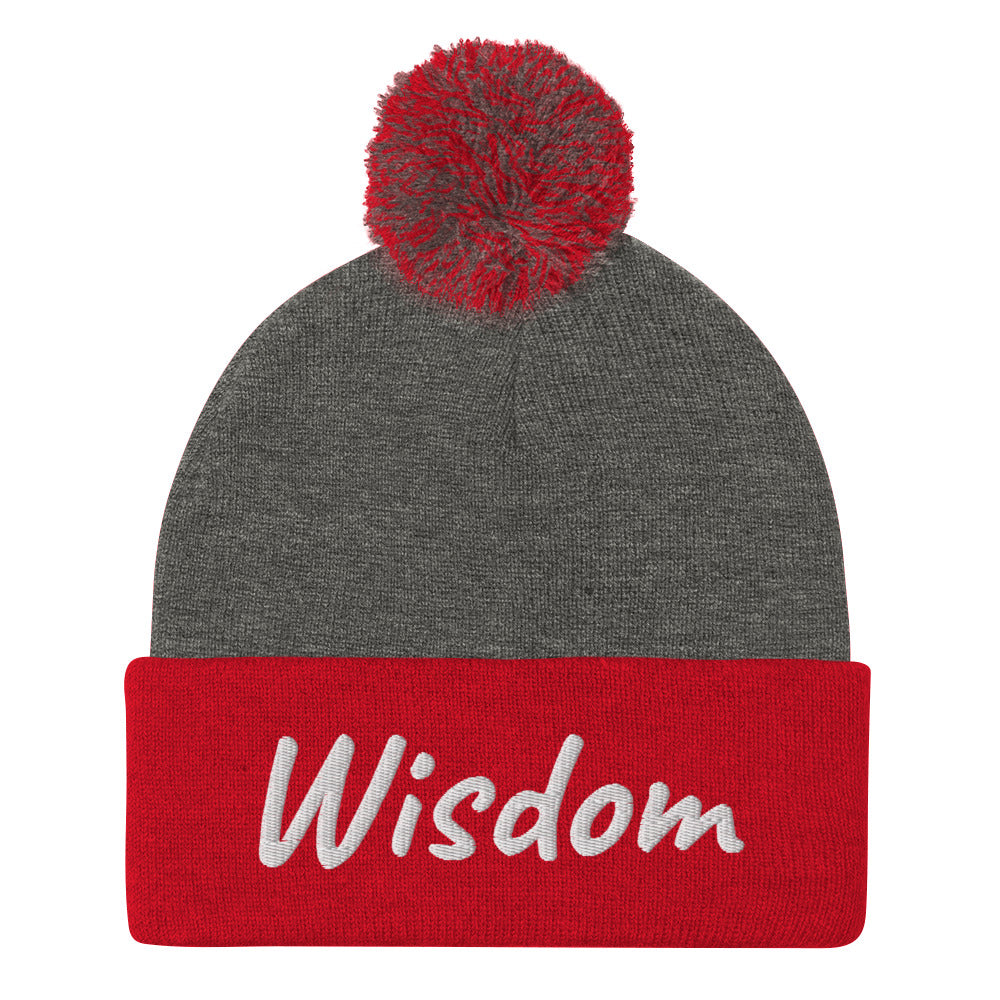 Wisdom In Marble Embroidery On Pom Pom Beanie