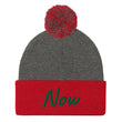Now In Emerald Embroidery On Pom Pom Beanie
