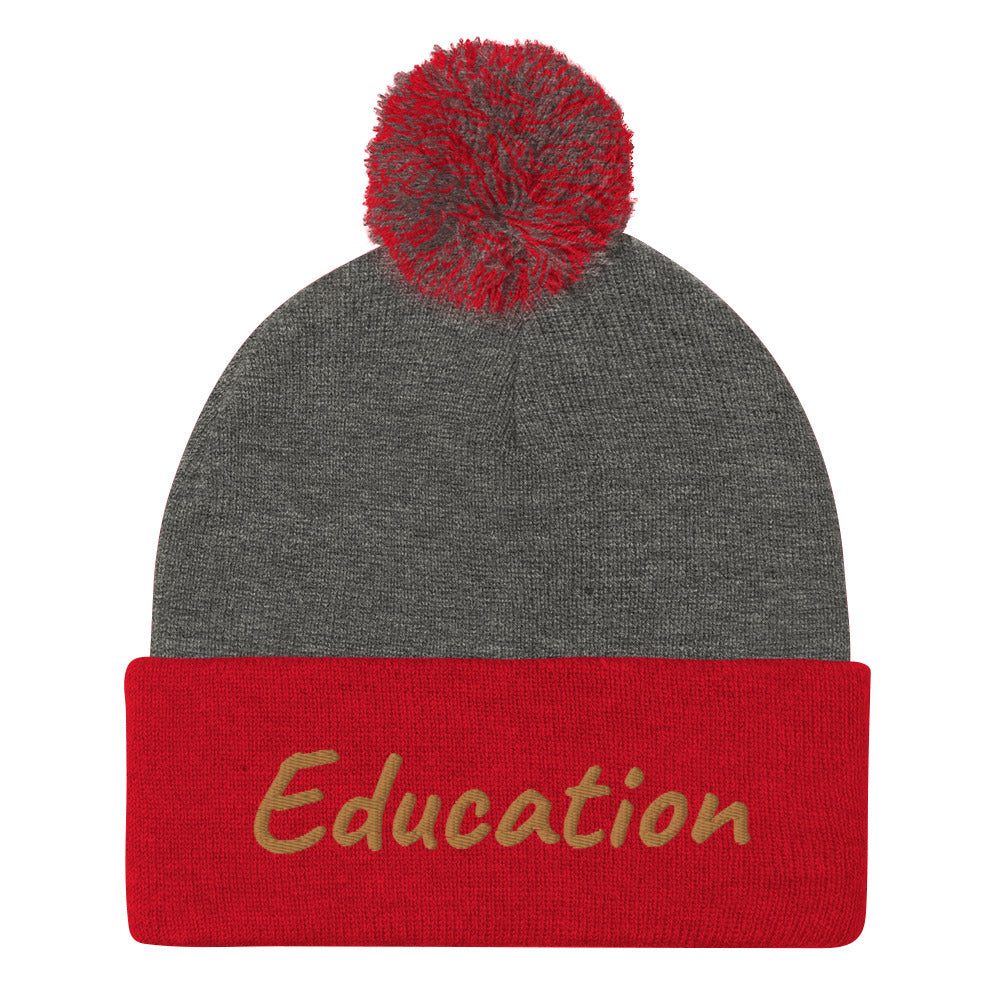 Education In Copper Embroidery On Pom Pom Beanie