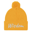 Wisdom In Marble Embroidery On Pom Pom Beanie