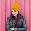 Believe In Amethyst Embroidery On Pom Pom Beanie