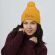 Team In Celluloid Embroidery On Pom Pom Beanie
