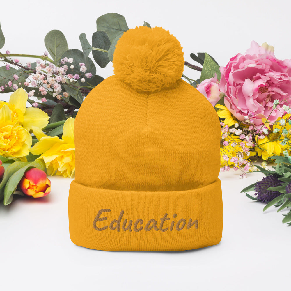 Education In Copper Embroidery On Pom Pom Beanie
