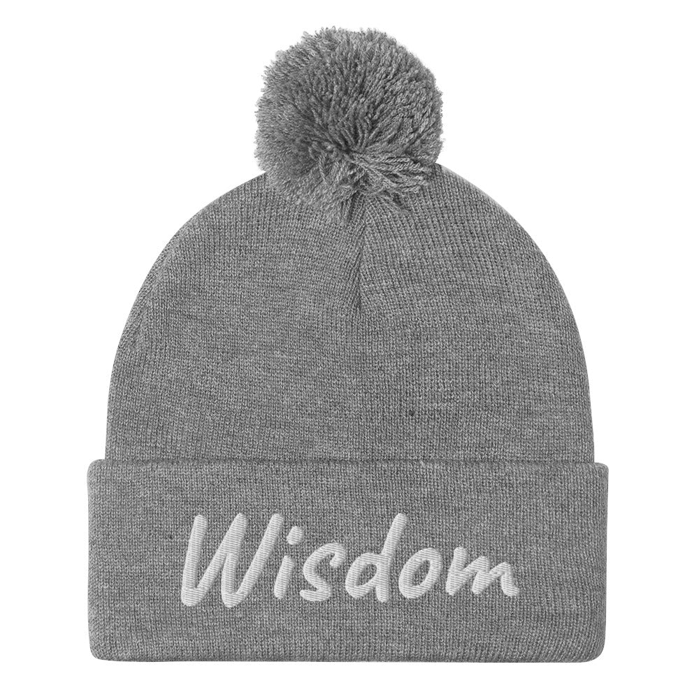 Wisdom In Marble Embroidery On Pom Pom Beanie