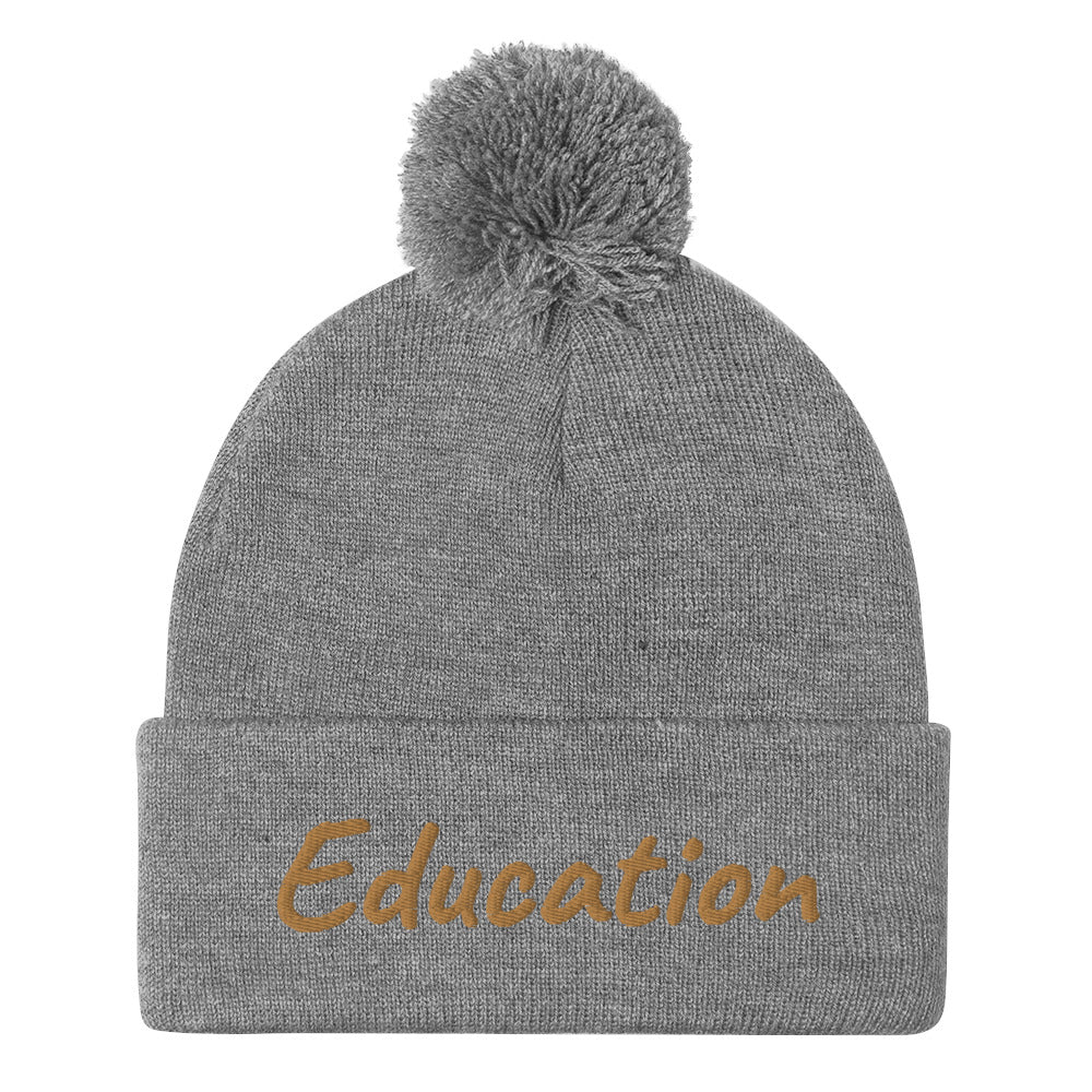 Education In Copper Embroidery On Pom Pom Beanie