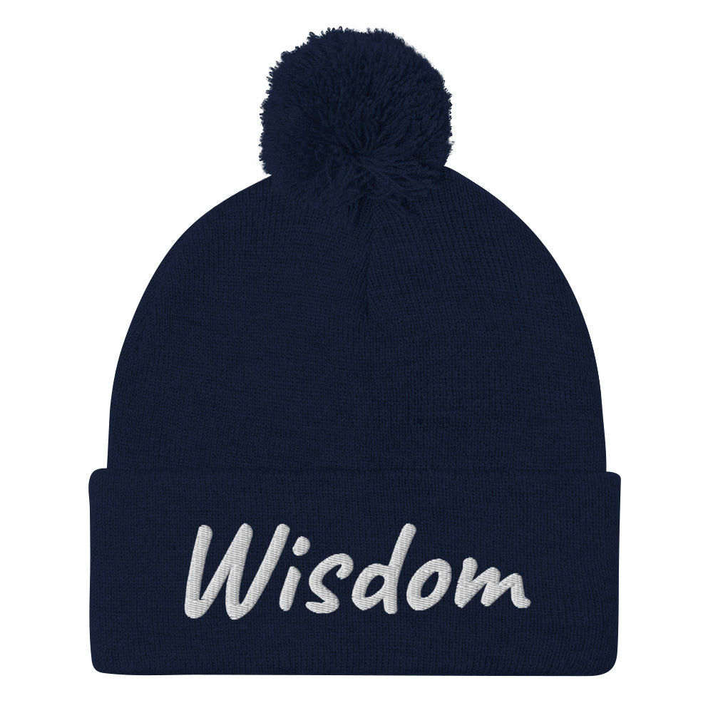 Wisdom In Marble Embroidery On Pom Pom Beanie