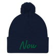Now In Emerald Embroidery On Pom Pom Beanie