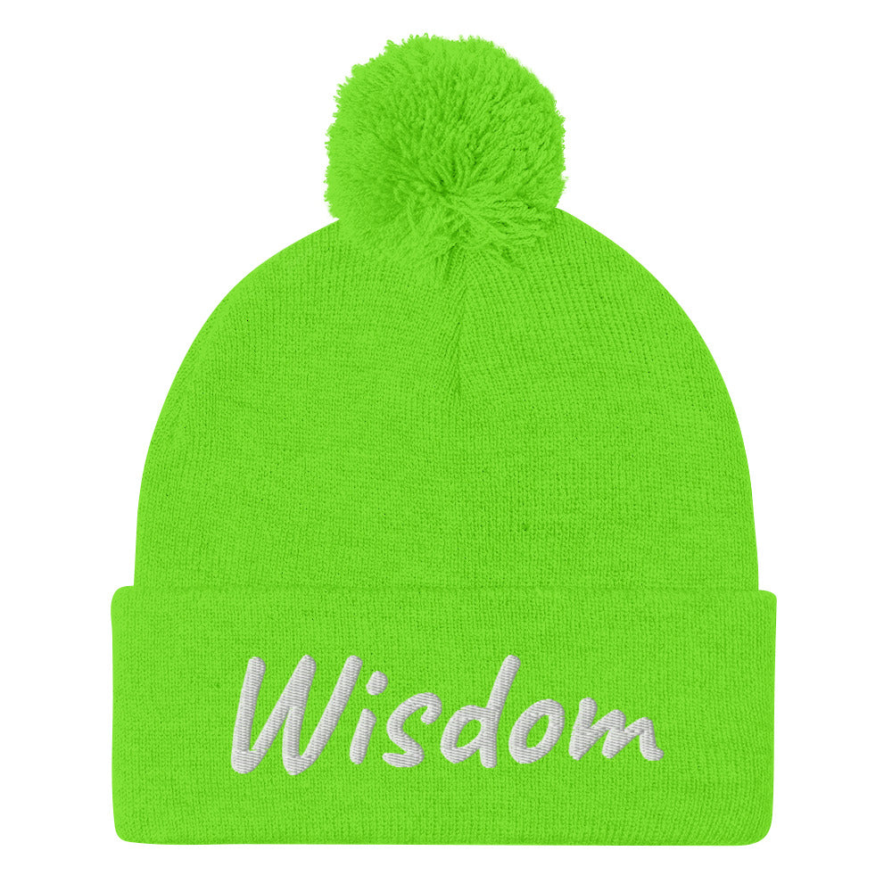 Wisdom In Marble Embroidery On Pom Pom Beanie