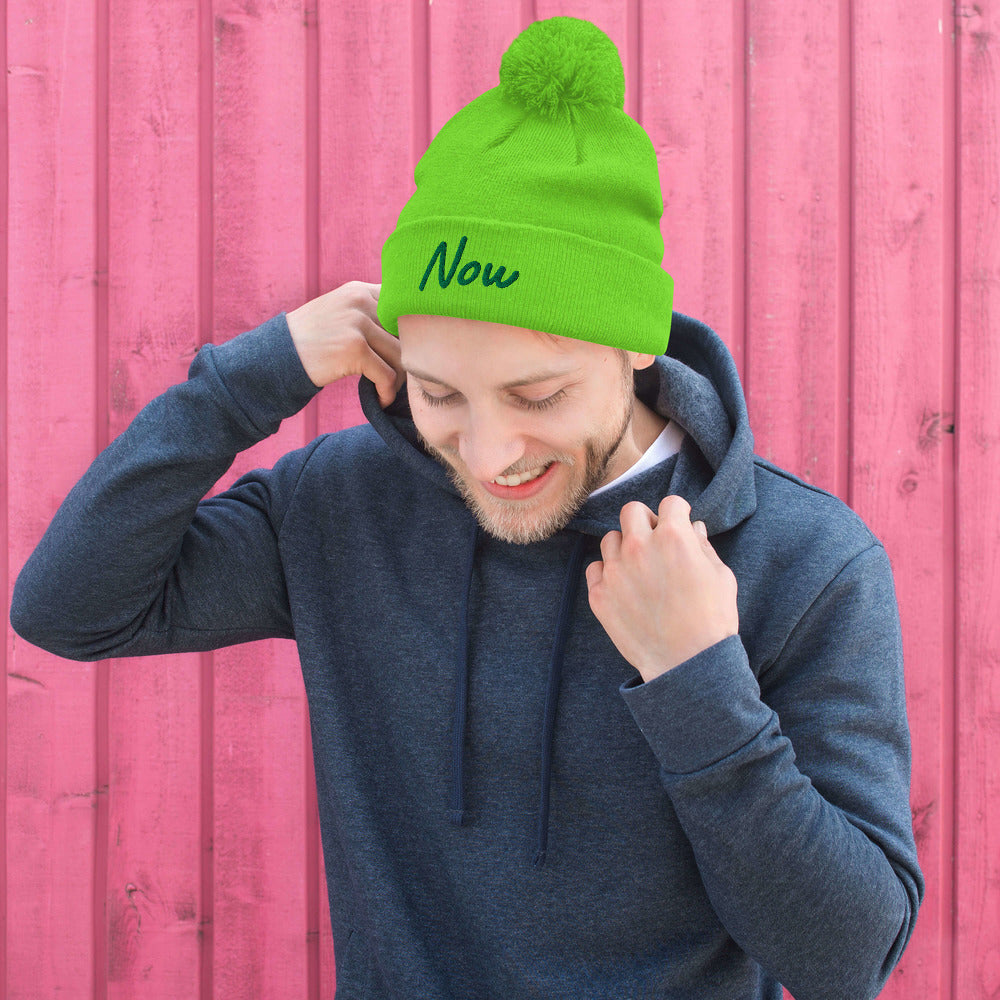 Now In Emerald Embroidery On Pom Pom Beanie