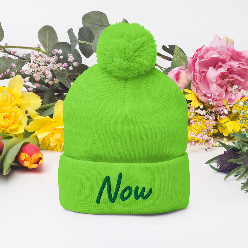 Now In Emerald Embroidery On Pom Pom Beanie