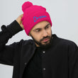 Dream In Sapphire Embroidery On Pom Pom Beanie