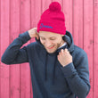 Dream In Sapphire Embroidery On Pom Pom Beanie