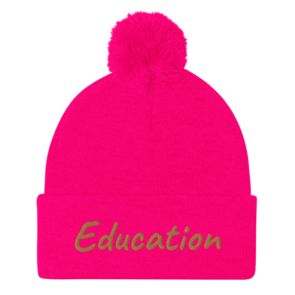 Education In Copper Embroidery On Pom Pom Beanie