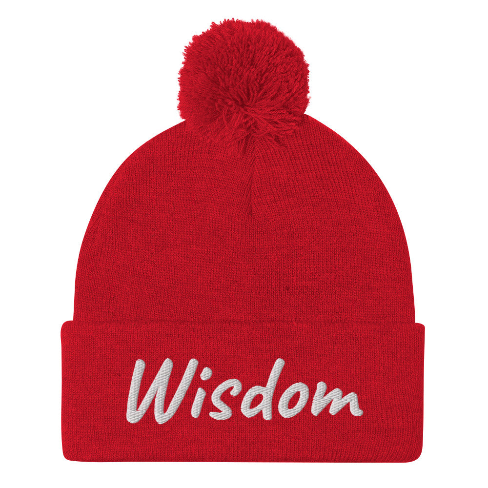 Wisdom In Marble Embroidery On Pom Pom Beanie
