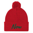 Now In Emerald Embroidery On Pom Pom Beanie