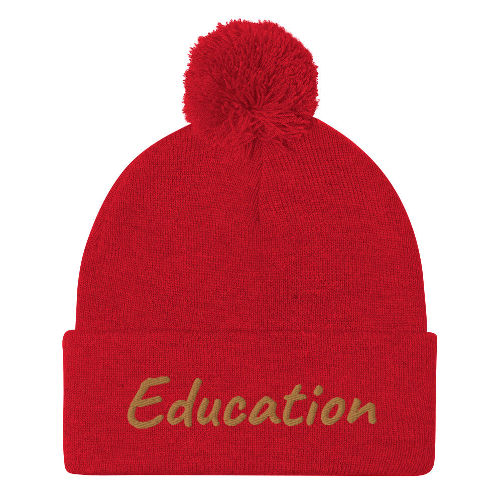 Education In Copper Embroidery On Pom Pom Beanie