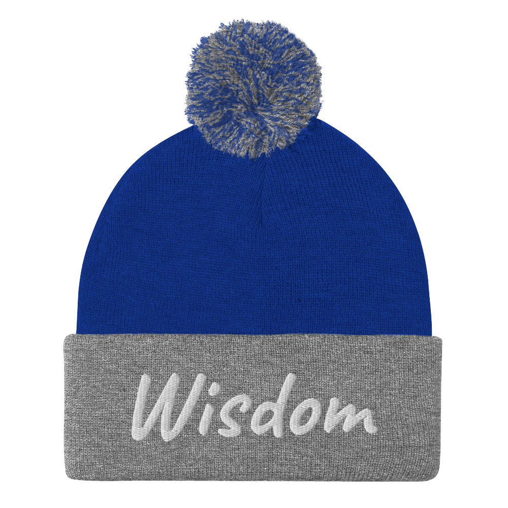 Wisdom In Marble Embroidery On Pom Pom Beanie