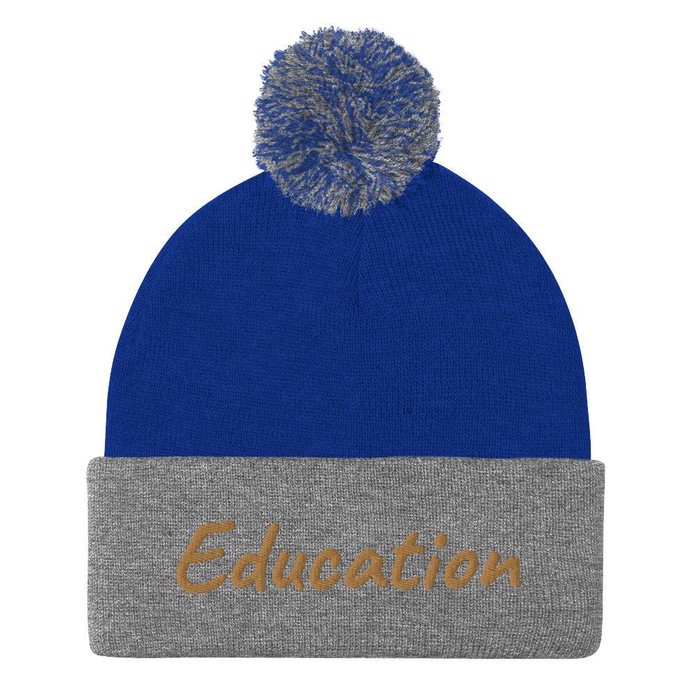 Education In Copper Embroidery On Pom Pom Beanie