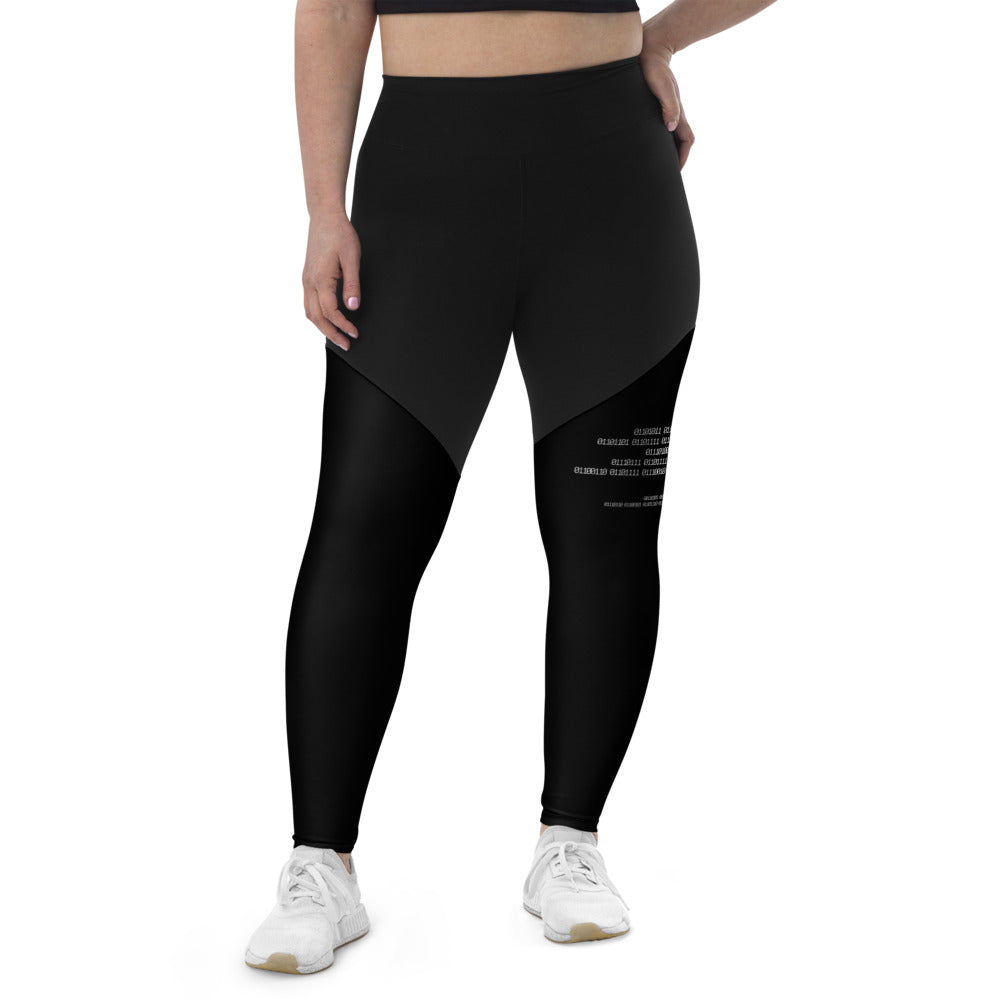 Binary Instructions To Keep Moving The World Forward With Venusian Earth In White on Women's Sports Leggings