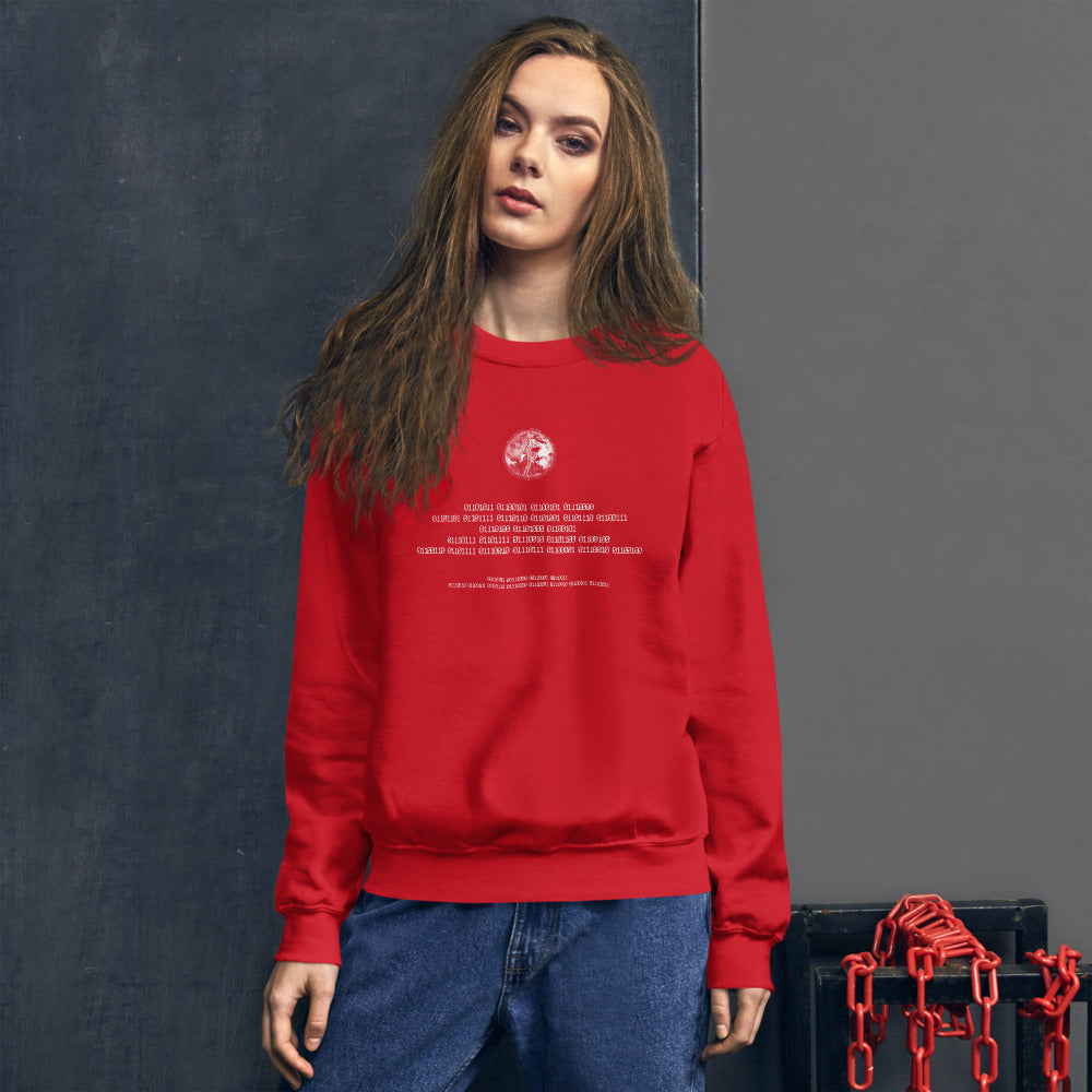 Binary Instructions To Keep Moving The World Forward With Venusian Earth In White on Unisex Crew Neck Sweatshirt