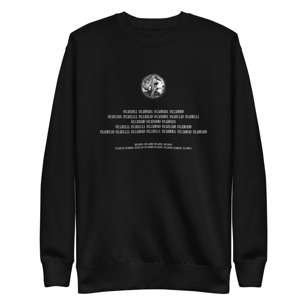 Binary Instructions To Keep Moving The World Forward With Venusian Earth In White on Unisex Fleece Pullover