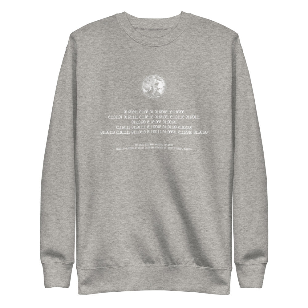 Binary Instructions To Keep Moving The World Forward With Venusian Earth In White on Unisex Fleece Pullover