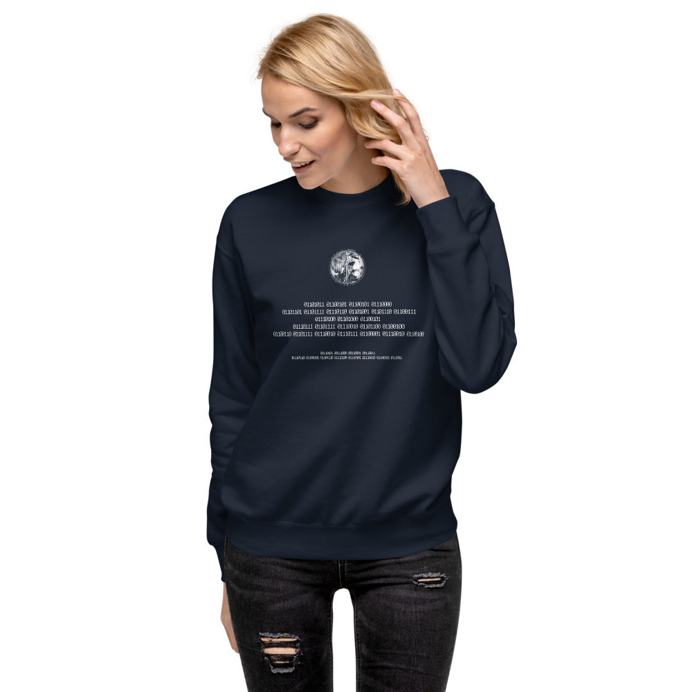 Binary Instructions To Keep Moving The World Forward With Venusian Earth In White on Unisex Fleece Pullover