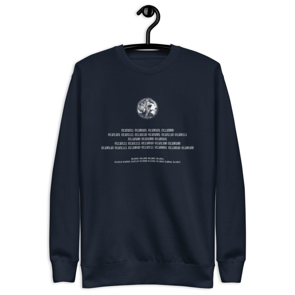 Binary Instructions To Keep Moving The World Forward With Venusian Earth In White on Unisex Fleece Pullover