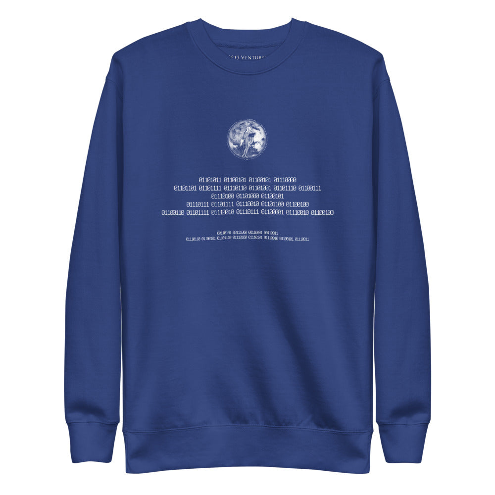 Binary Instructions To Keep Moving The World Forward With Venusian Earth In White on Unisex Fleece Pullover