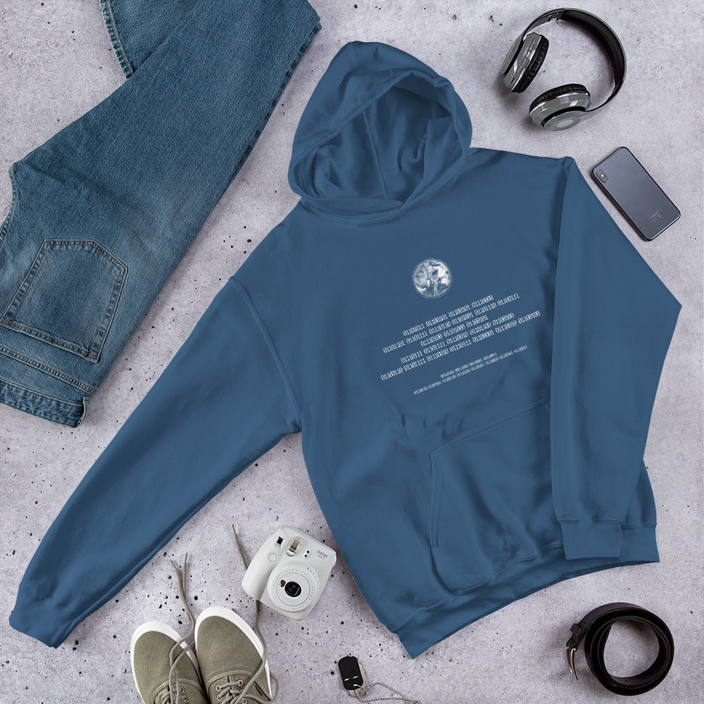 Binary Instructions To Keep Moving The World Forward With Venusian Earth In White on Unisex Heavy Blend Hoodie
