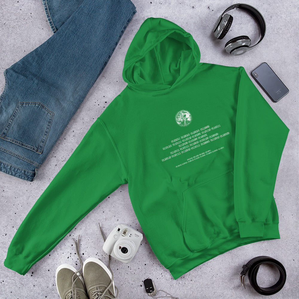 Binary Instructions To Keep Moving The World Forward With Venusian Earth In White on Unisex Heavy Blend Hoodie