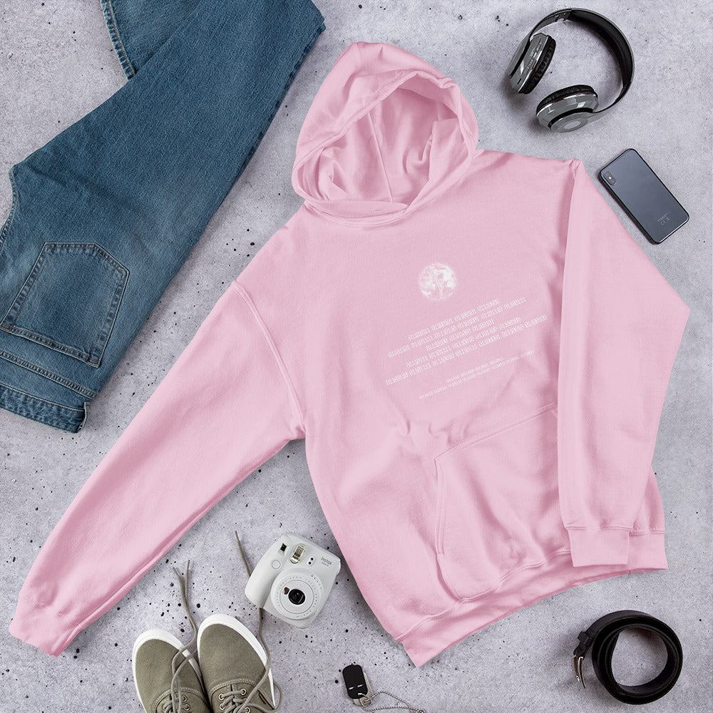 Binary Instructions To Keep Moving The World Forward With Venusian Earth In White on Unisex Heavy Blend Hoodie