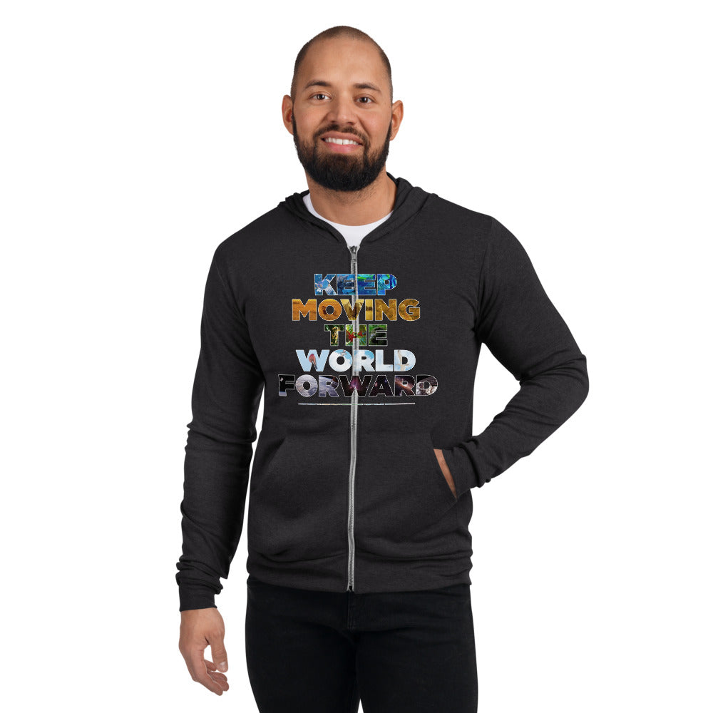 Environmental Causes Keep Moving The World Forward on Unisex Lightweight Zip Hoodie
