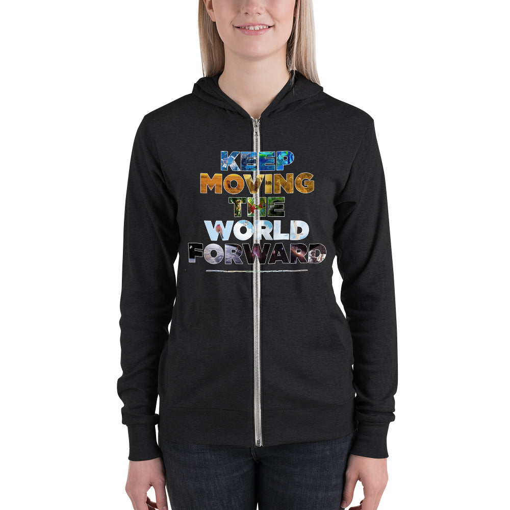 Environmental Causes Keep Moving The World Forward on Unisex Lightweight Zip Hoodie