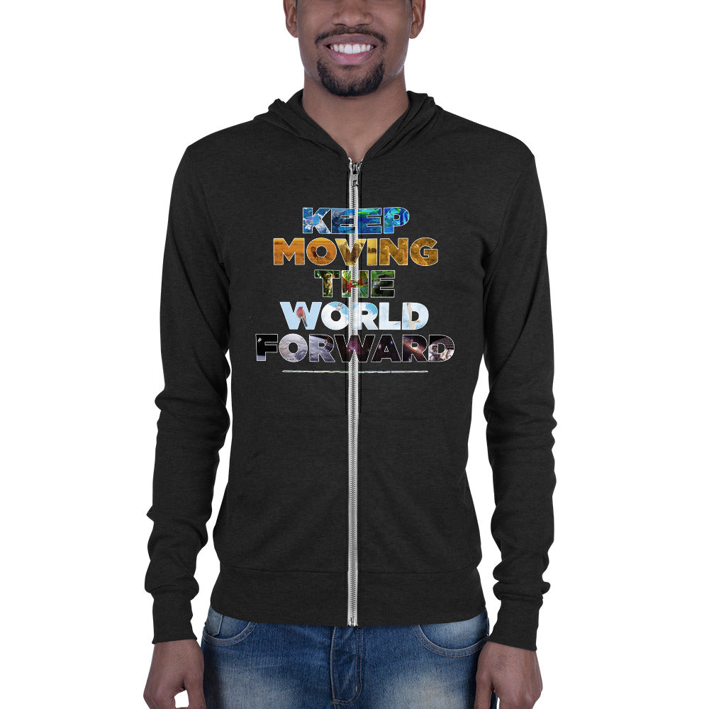 Environmental Causes Keep Moving The World Forward on Unisex Lightweight Zip Hoodie