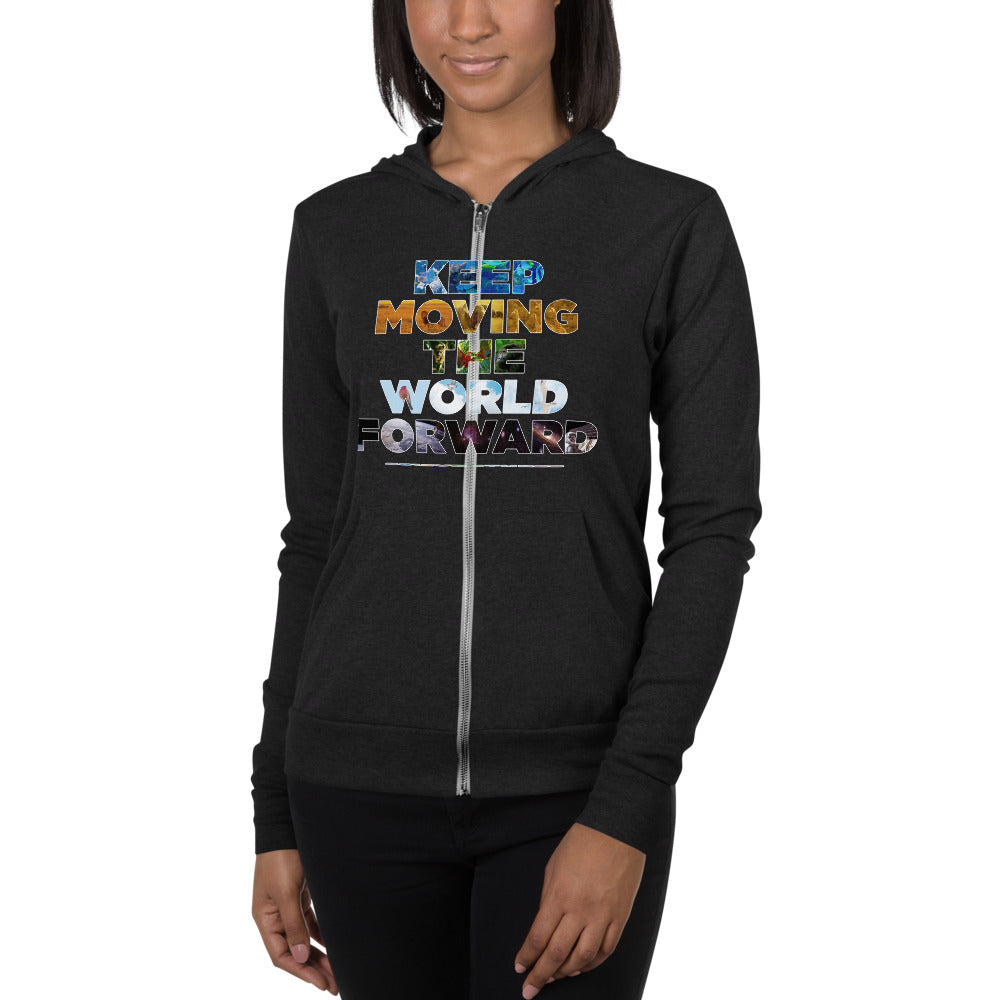 Environmental Causes Keep Moving The World Forward on Unisex Lightweight Zip Hoodie